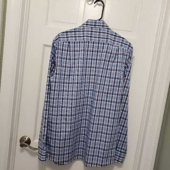NWT Tommy Hilfiger Blue & White Plaid Button Front Shirt Size 151/2-34/35 new - Picture 5 of 6
